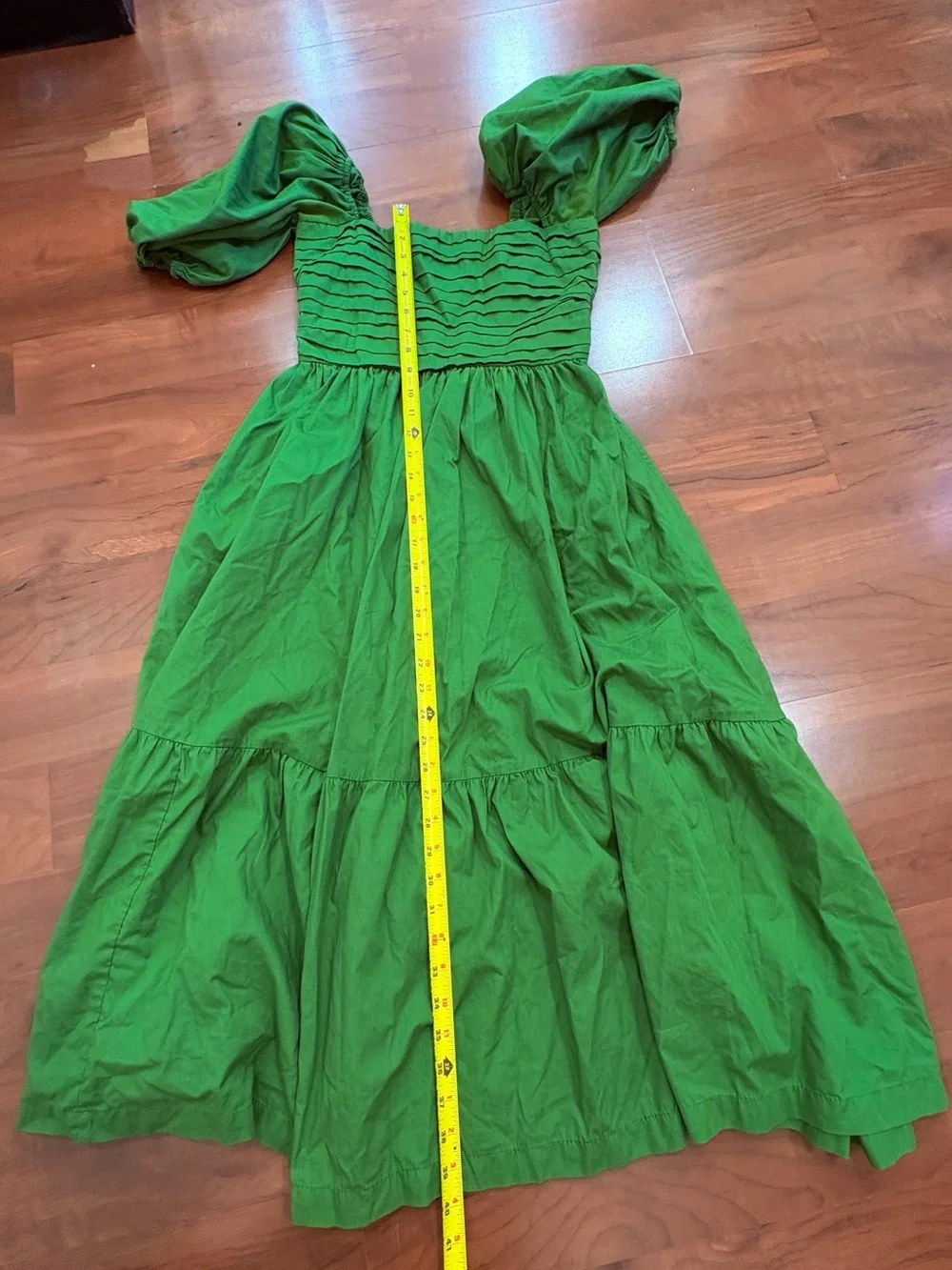 Abercrombie & Fitch Olive Green Puff-Sleeve Midi Dress